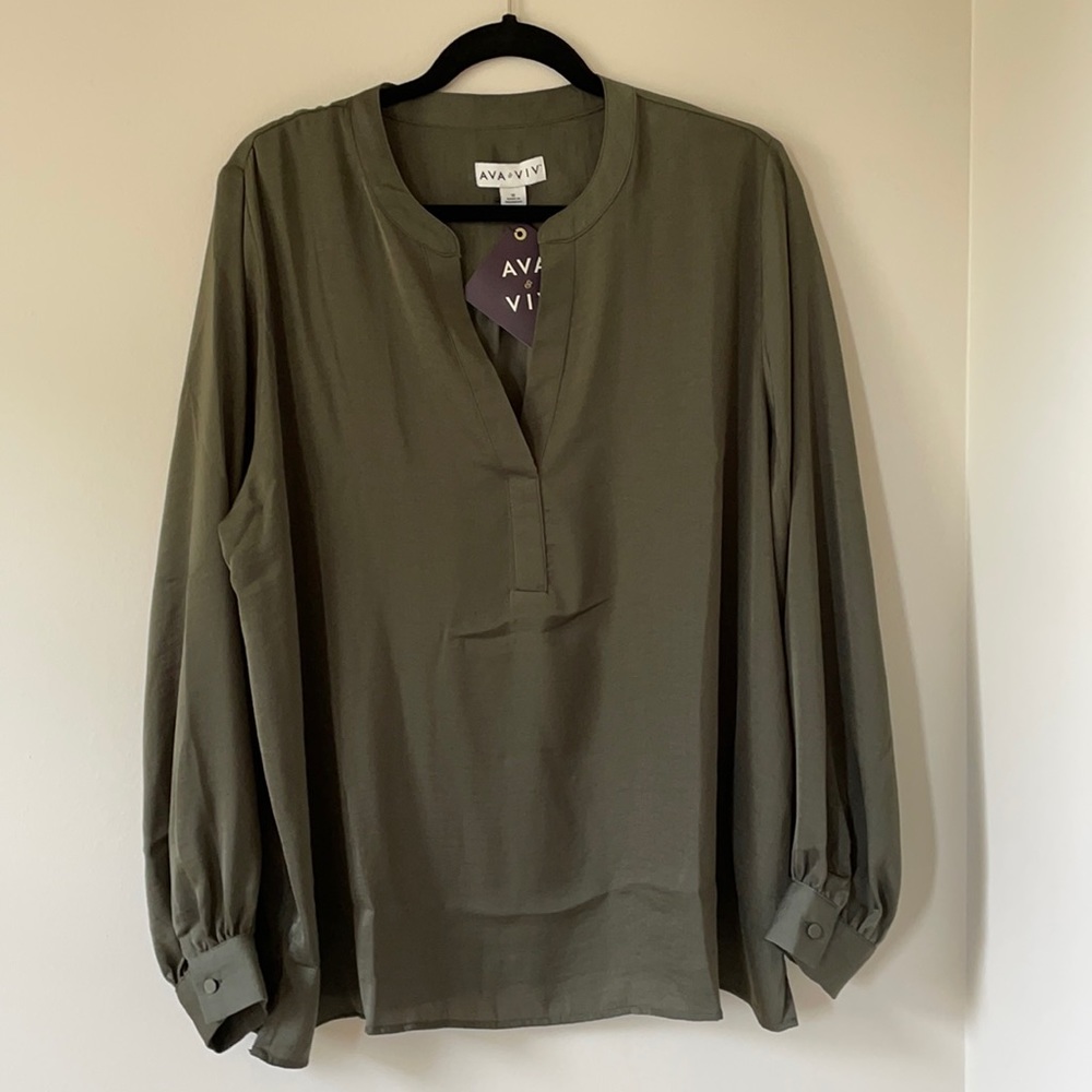 Olive Long Sleeve Blouse New With Tags